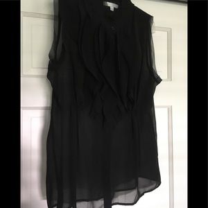 Elegant LIV sheer black button-front top